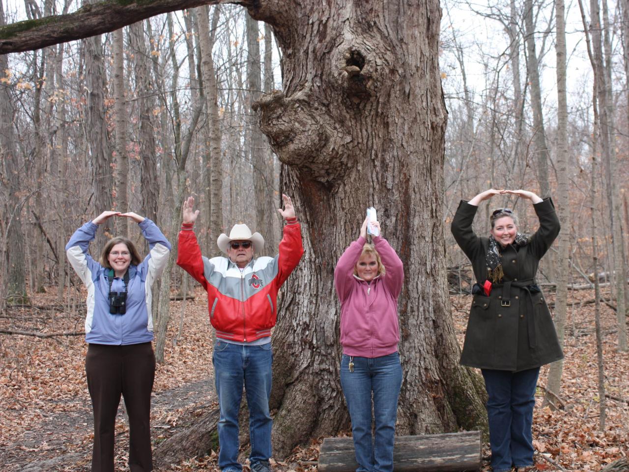 An O-H-I-O with Ohio State Lima faculty and staff in the natural area