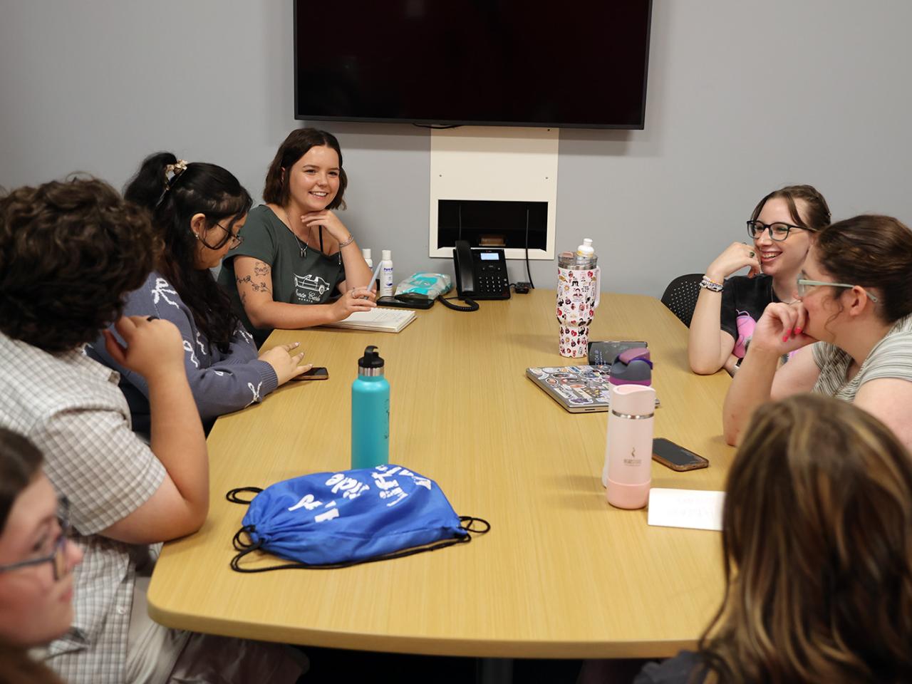 Members of the student cabinet at Ohio State Lima meet in the Webb