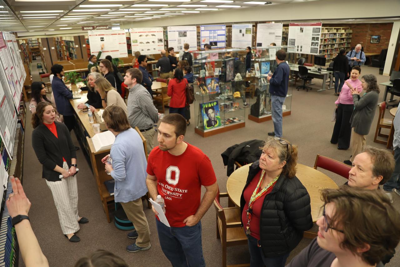 The Ohio State Lima community browses the 2023 Undergraduate Research Forum.