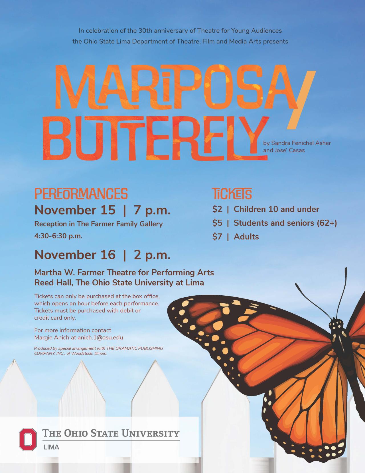 theatre current season flyer for a butterfly
