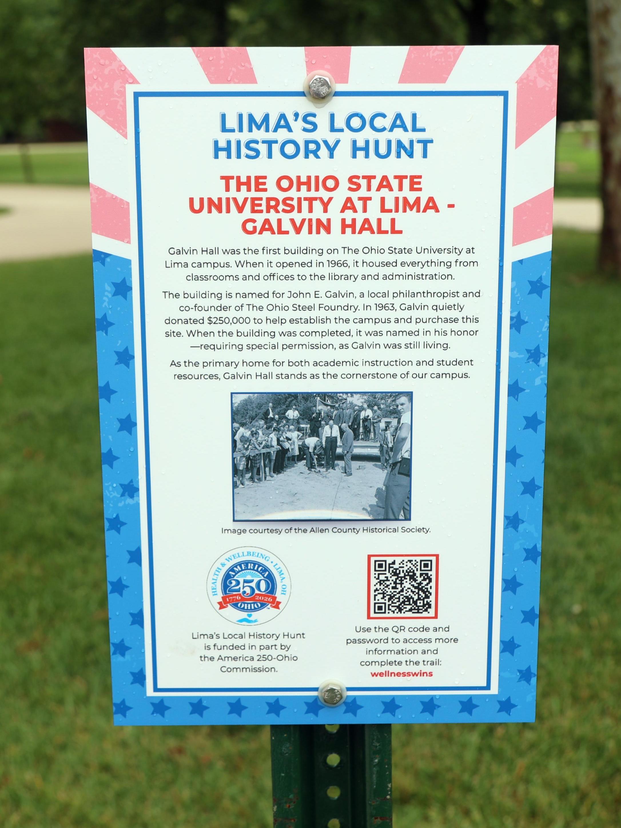 A history marker about Galvin Hall