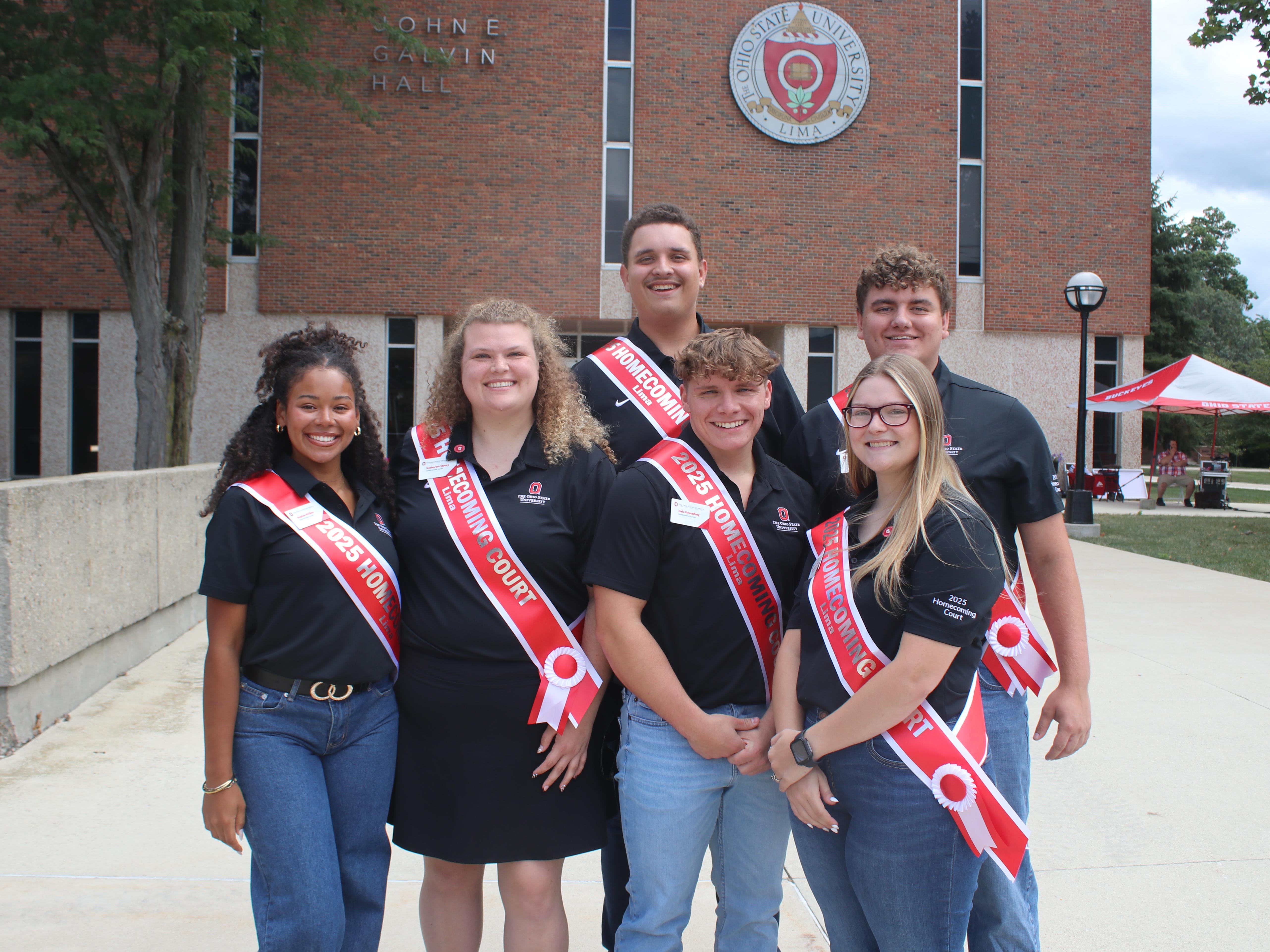 2025 homecoming court members in front of Galvin Hall