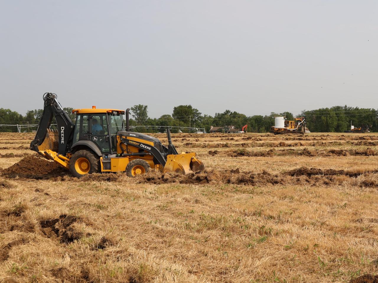 Heavy machinery tiles Ohio State Lima fields 2024
