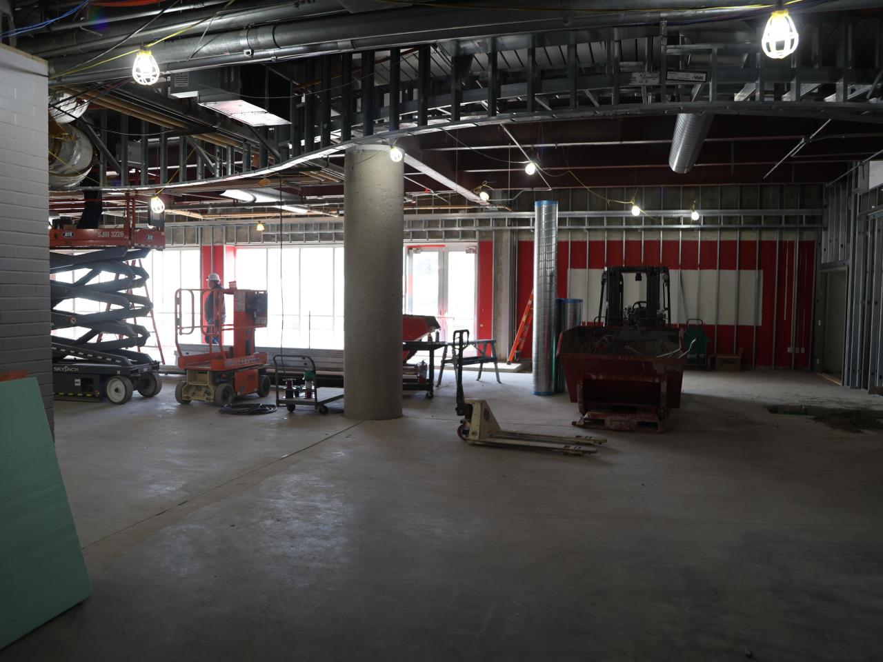 Construction equipment, beginning of ductwork in Galvin basement 2023-02-03-1