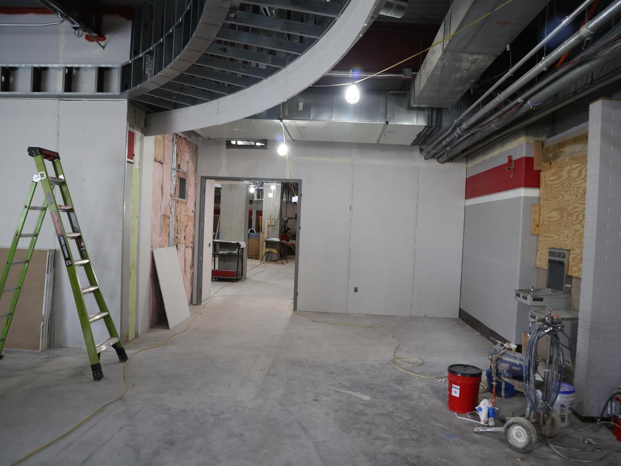 dry wall put up around doorway in galvin basement 2023-03-23-1