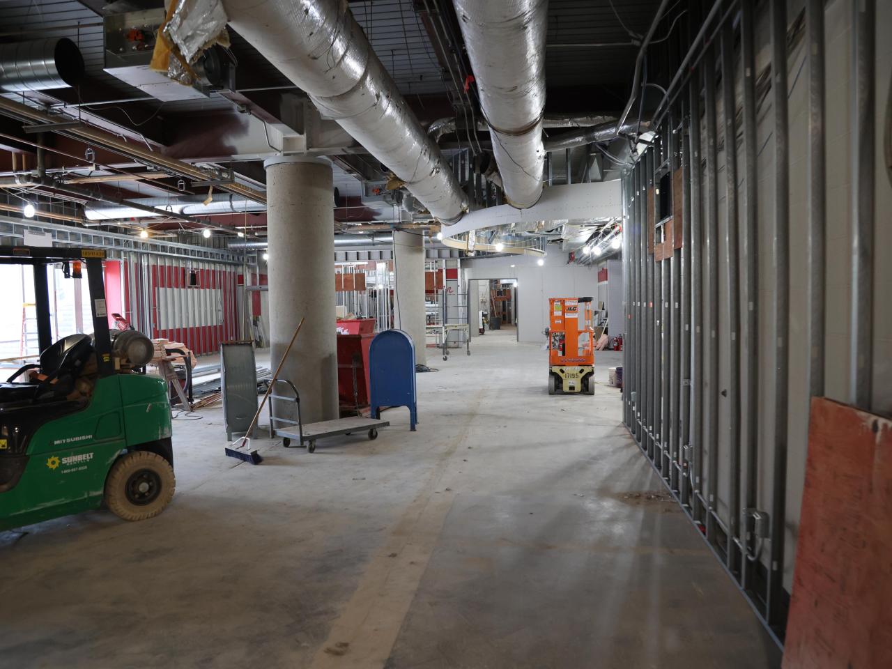 Construction equipment, ductwork up, drywall on framework, in galvin basement 2023-03-03-3