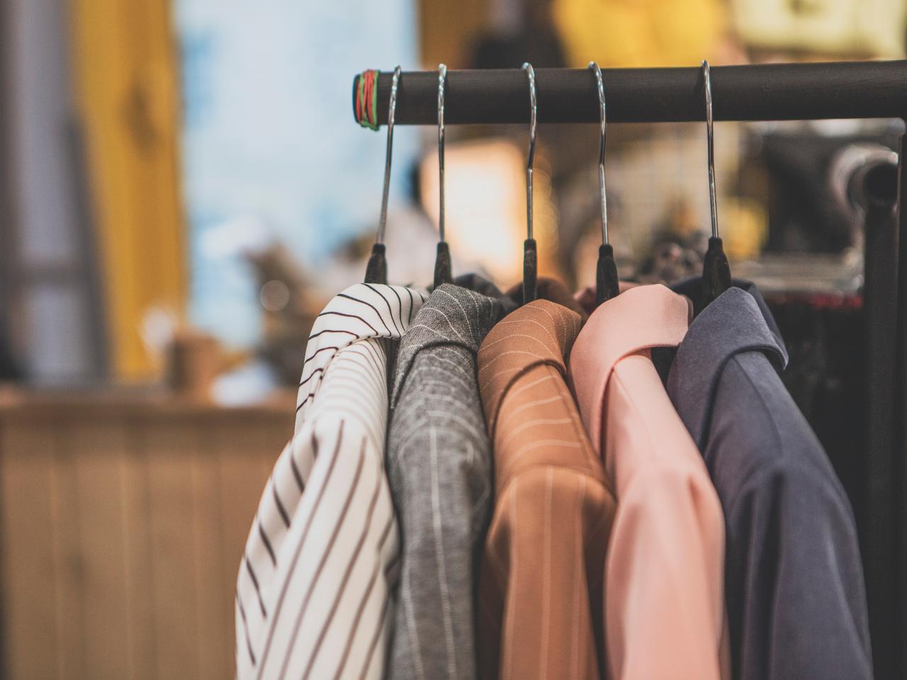 Career clothes on a rack