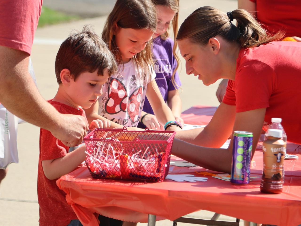 Two children experiment at a table
