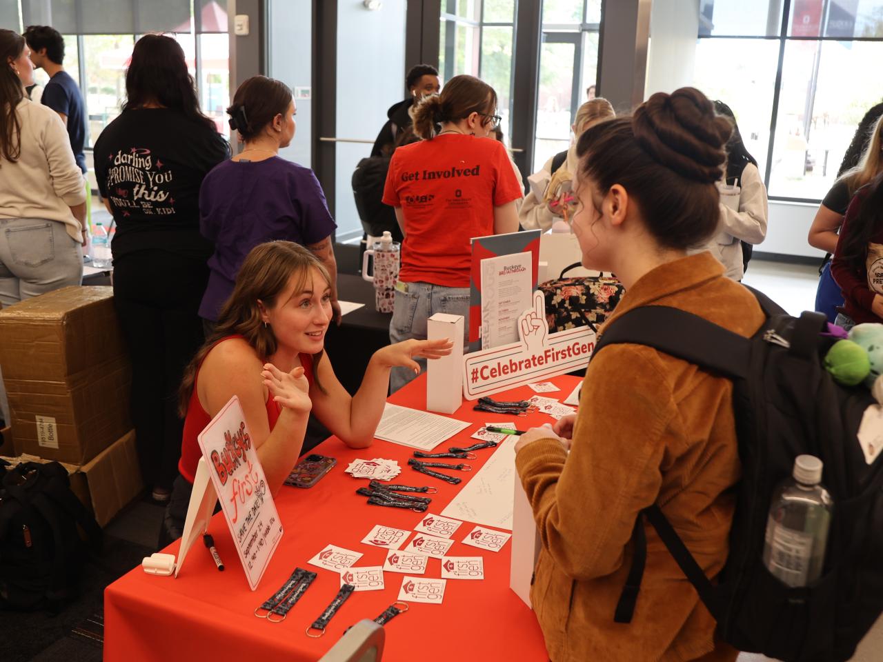 Students discuss activities at the Involvement Fair