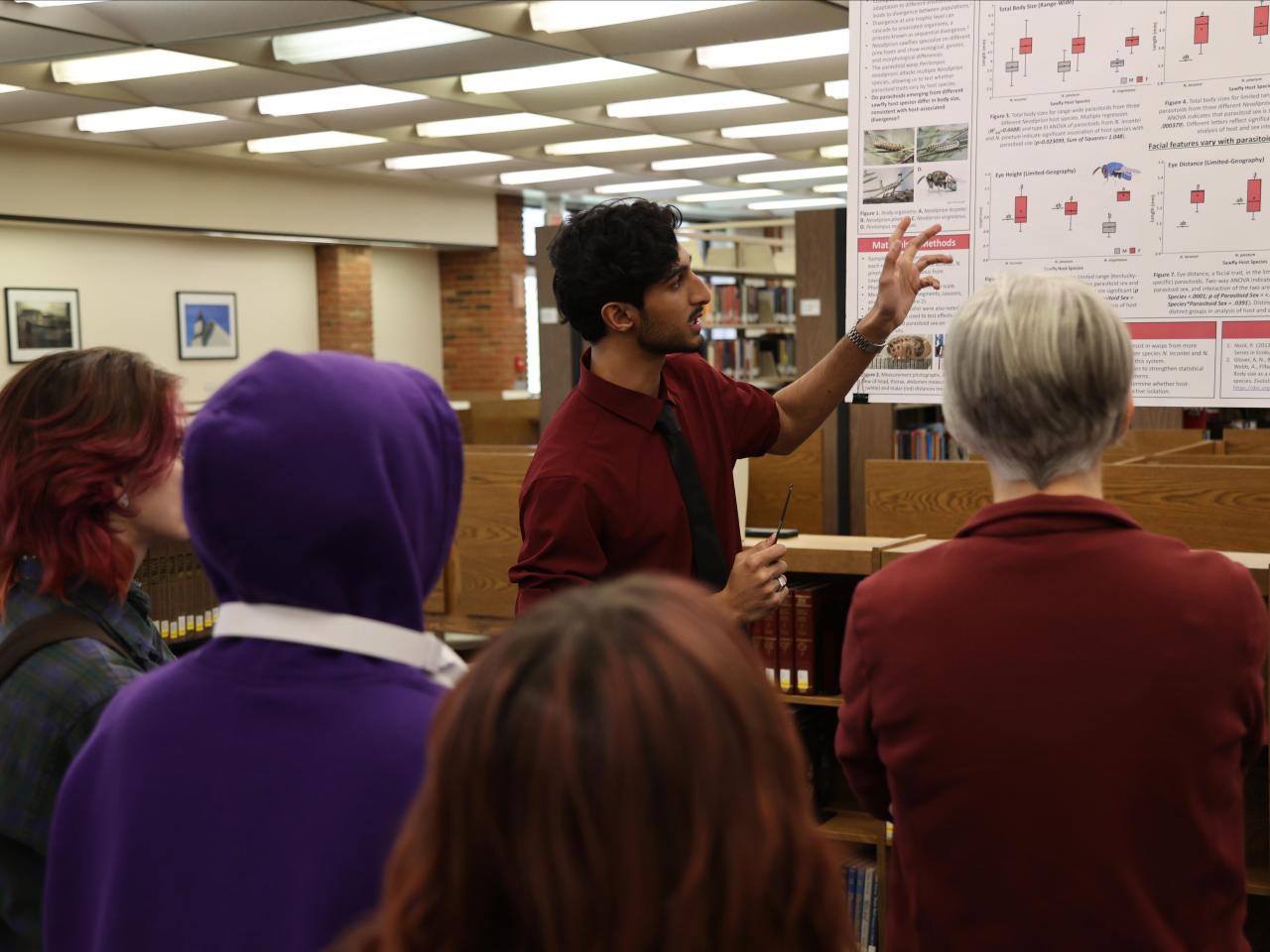 A student explains his research results