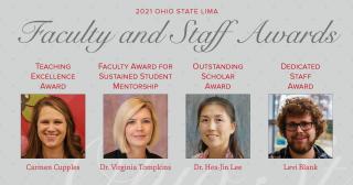 Faculty and Staff Awards; Carmen Cupples, Virginia Tompkins, Hea-Jin Lee, Levi Blank