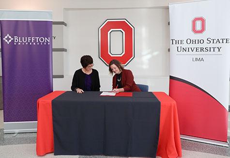 Bluffton University president Jane Wood and Ohio State Lima dean Margaret Young