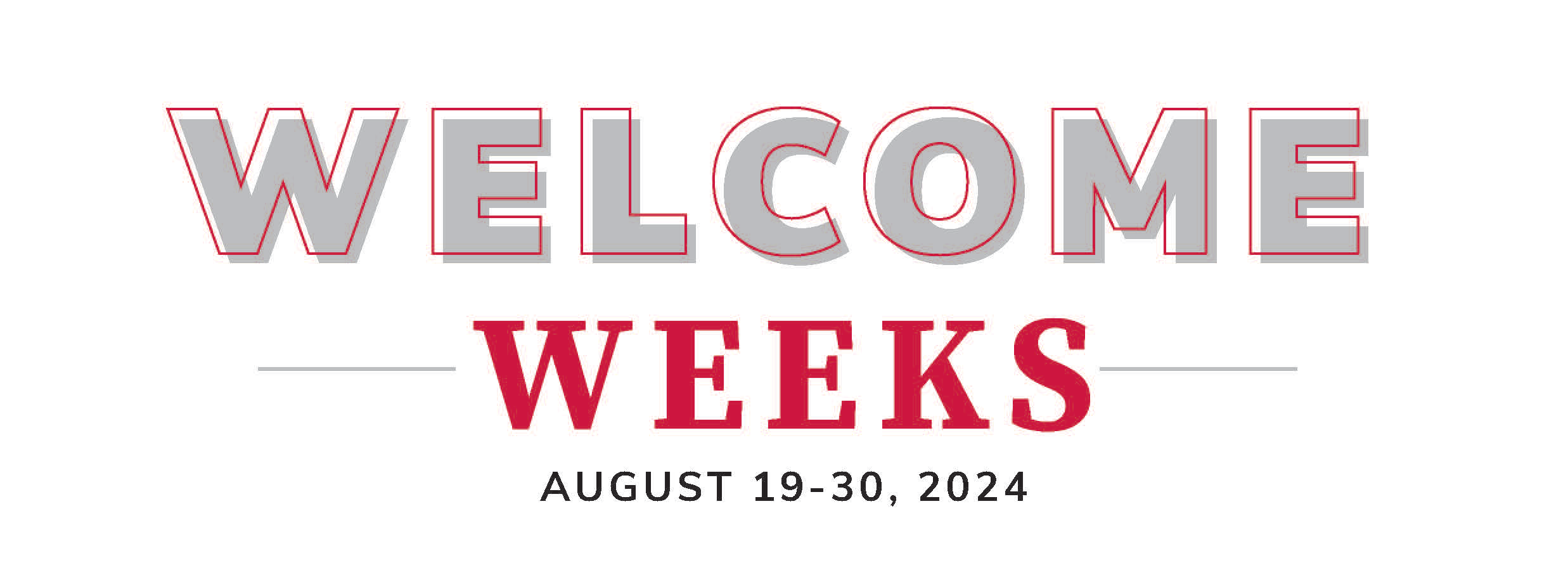 graphic header for welcome week with the words welcome weeks