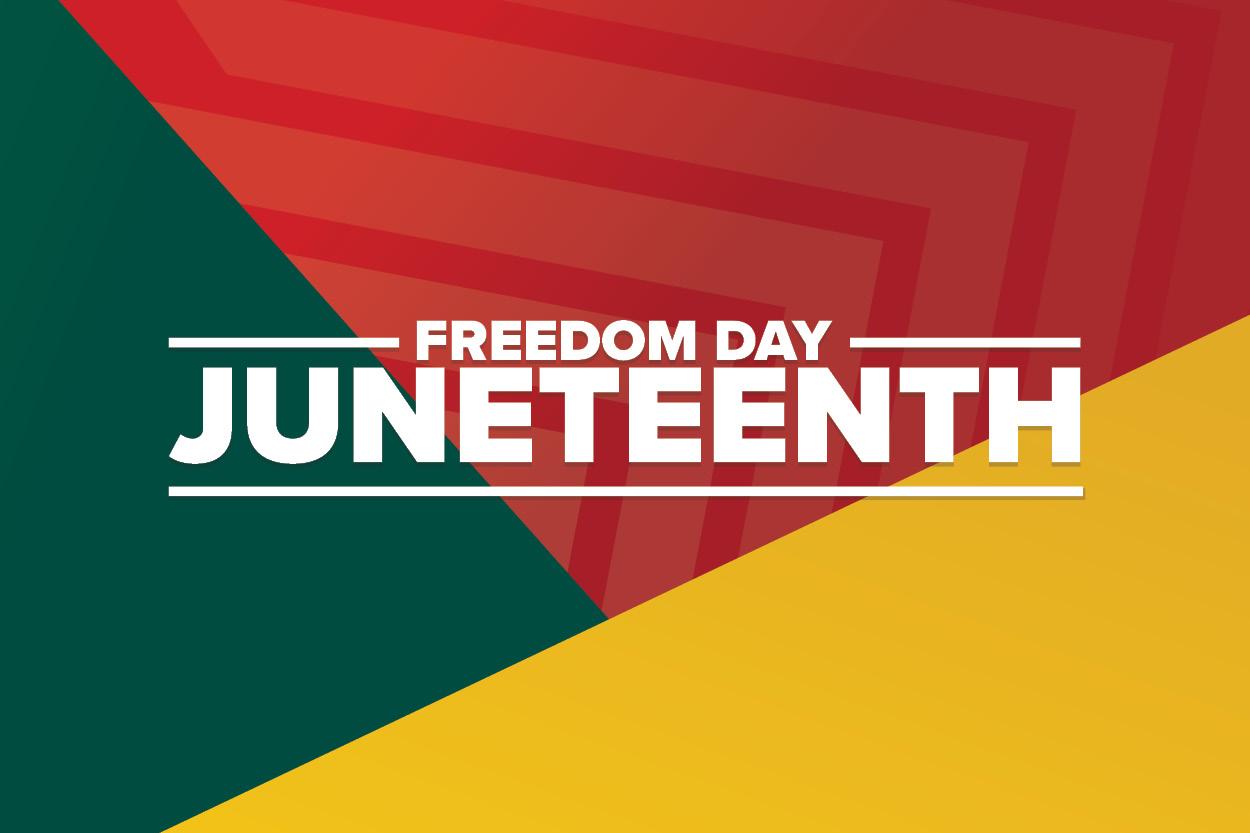 Freedom Day Juneteenth on an red, yellow and green background