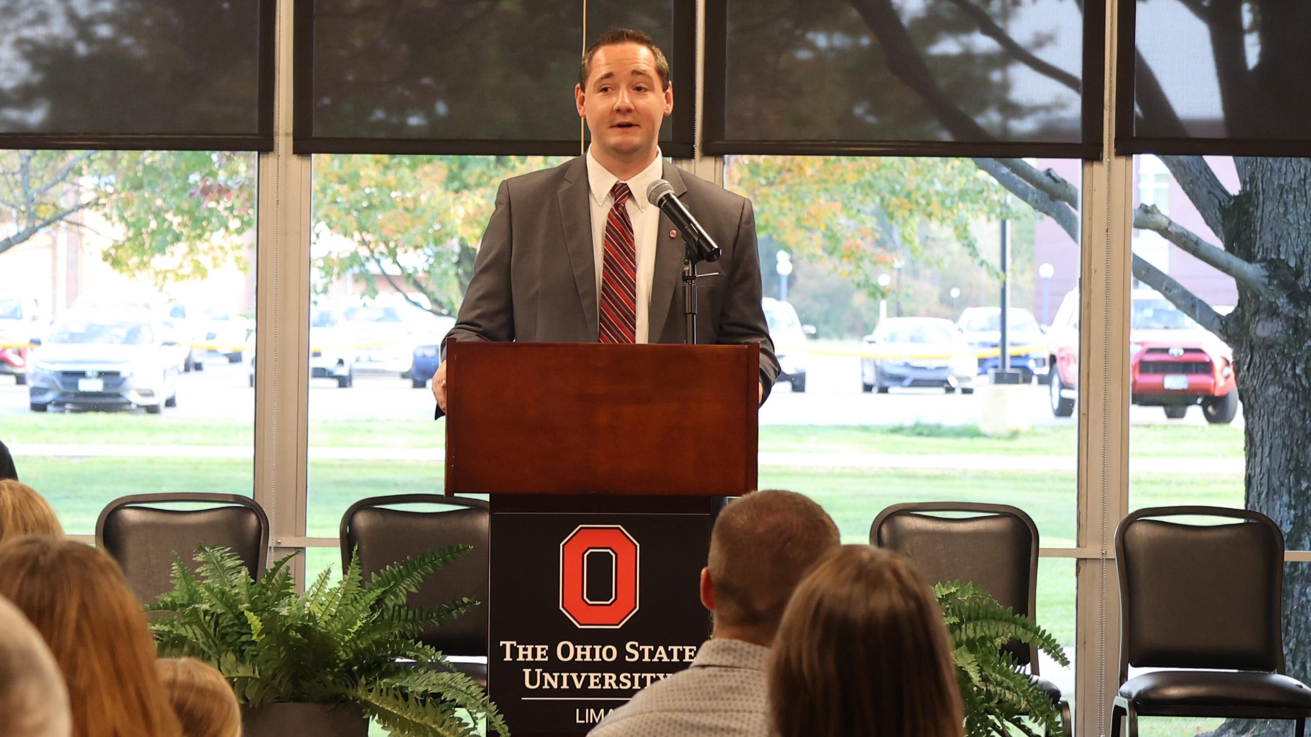 Billy Foster speaks at the 2024 Alumni Awards at Ohio State Lima