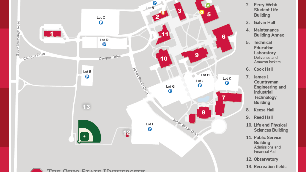graphic of Ohio State Lima campus map
