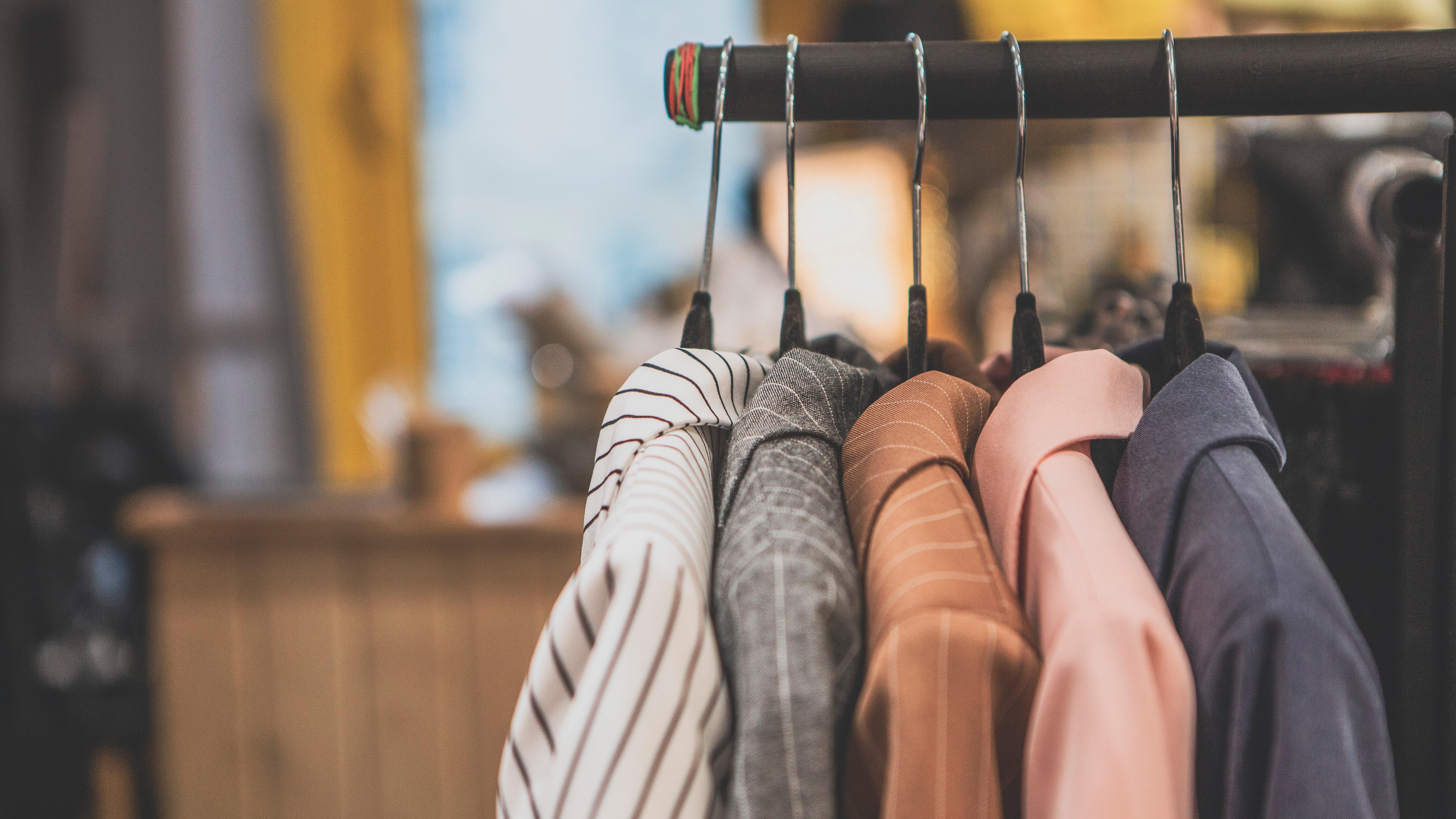 Career clothes on a rack