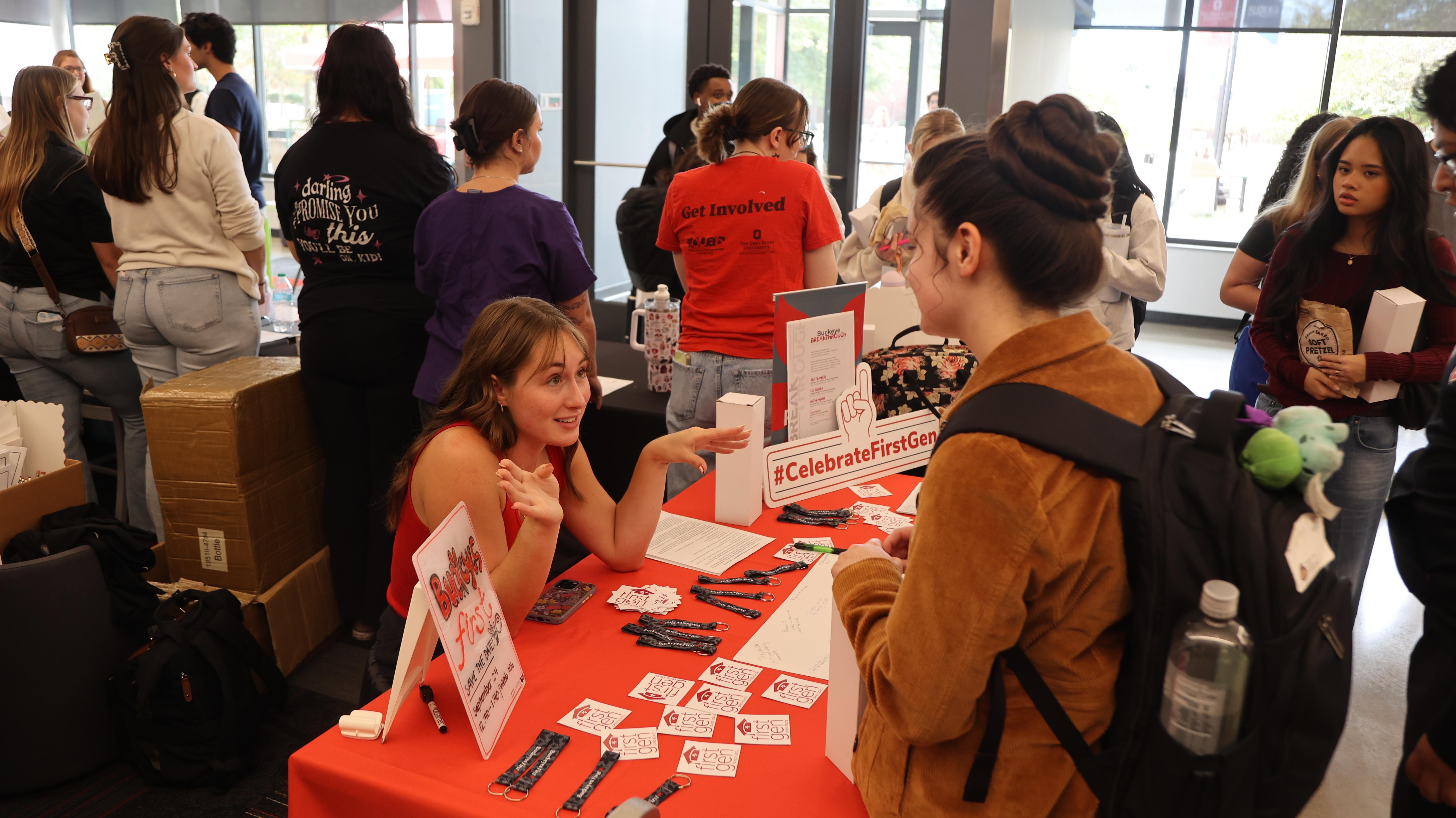 Students discuss activities at the Involvement Fair