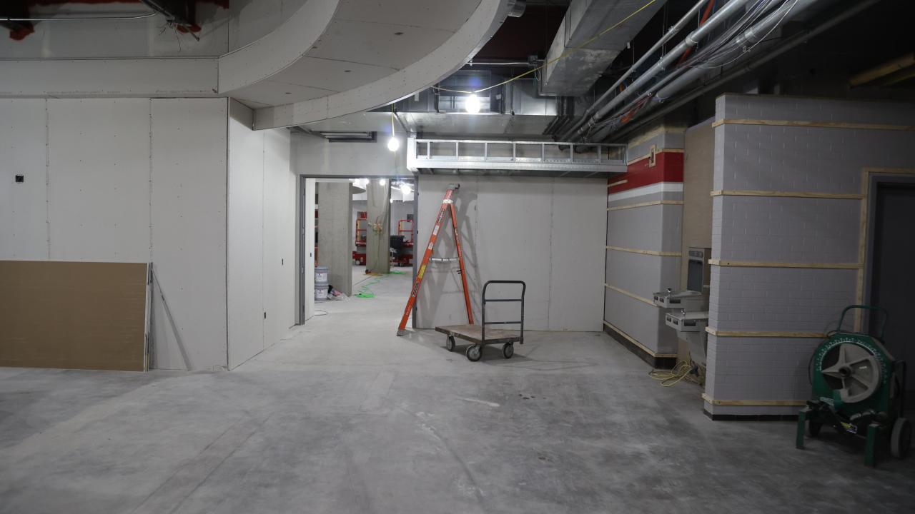 Dry wall around doorway and walls around in Galvin basement 2023-04-25-2