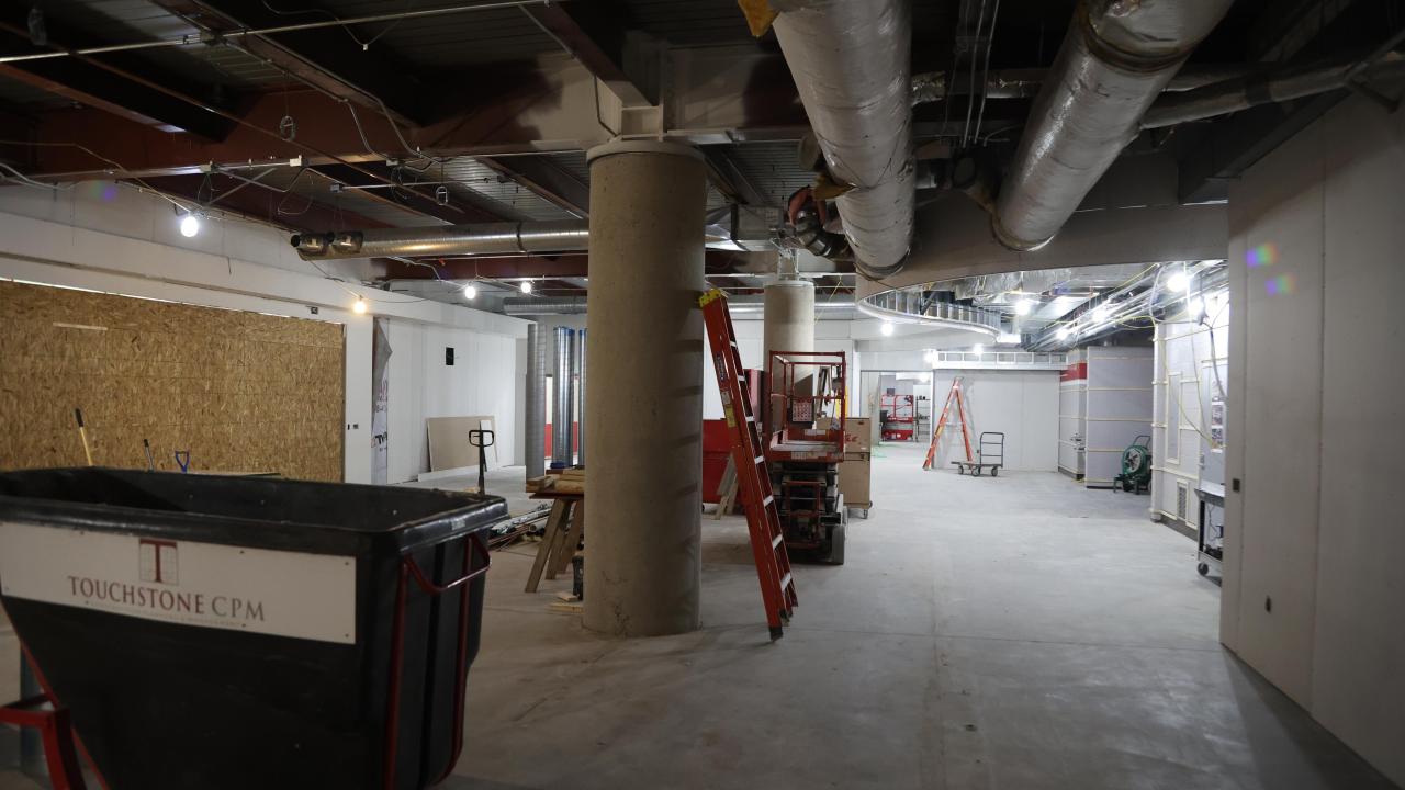 Column with ladder and dry wall up in galvin basement 2023-04-25-3