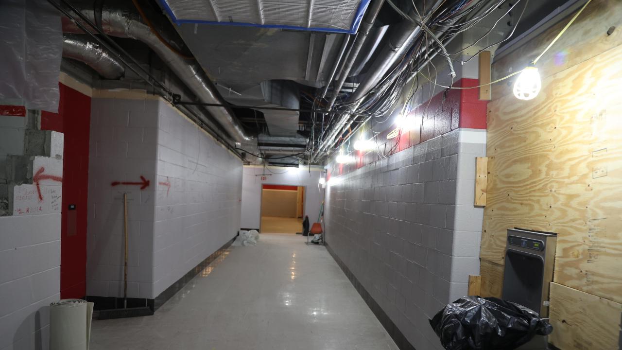 Galvin hall basement hallway, demolition begins 2022-12-02-2