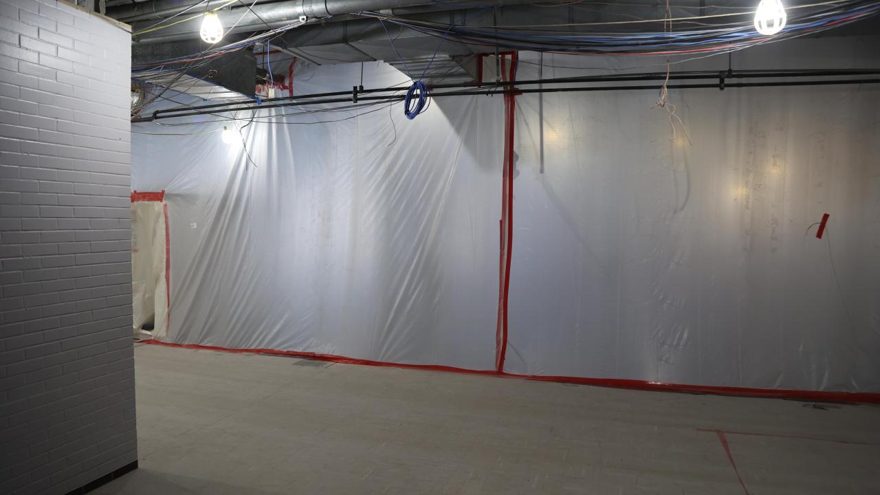 Safety barrier in Galvin Basement for asbestos removal 2022-12-21-1