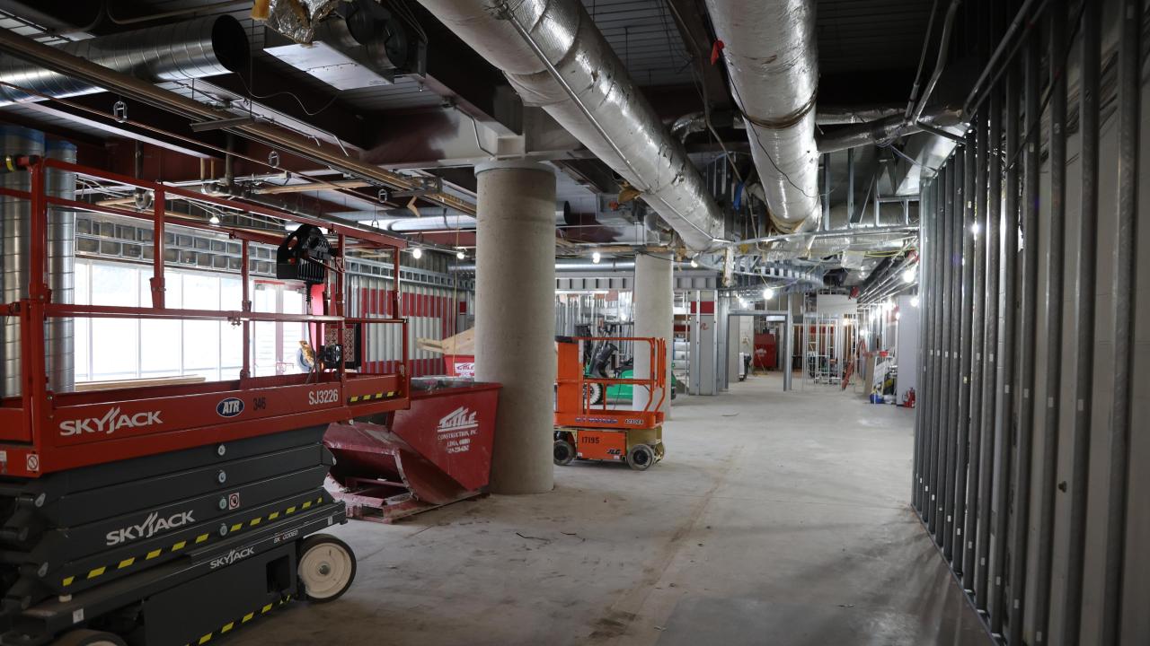 Construction equipment and installation of ductwork in Galvin basement 2023-02-17-3