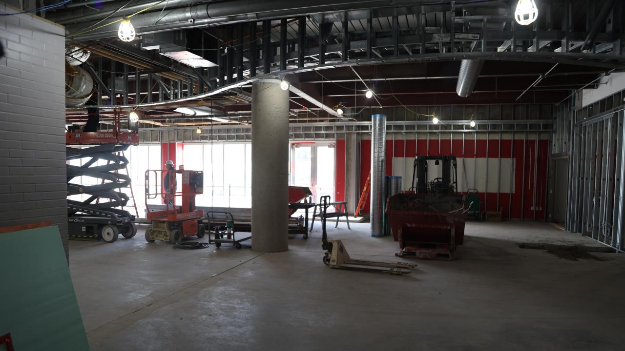 Construction equipment, beginning of ductwork in Galvin basement 2023-02-03-1