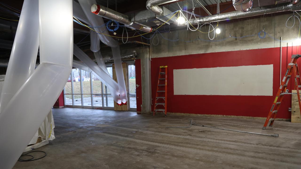 Galvin basement room air ducts visible and ladders 2023-01-03-1