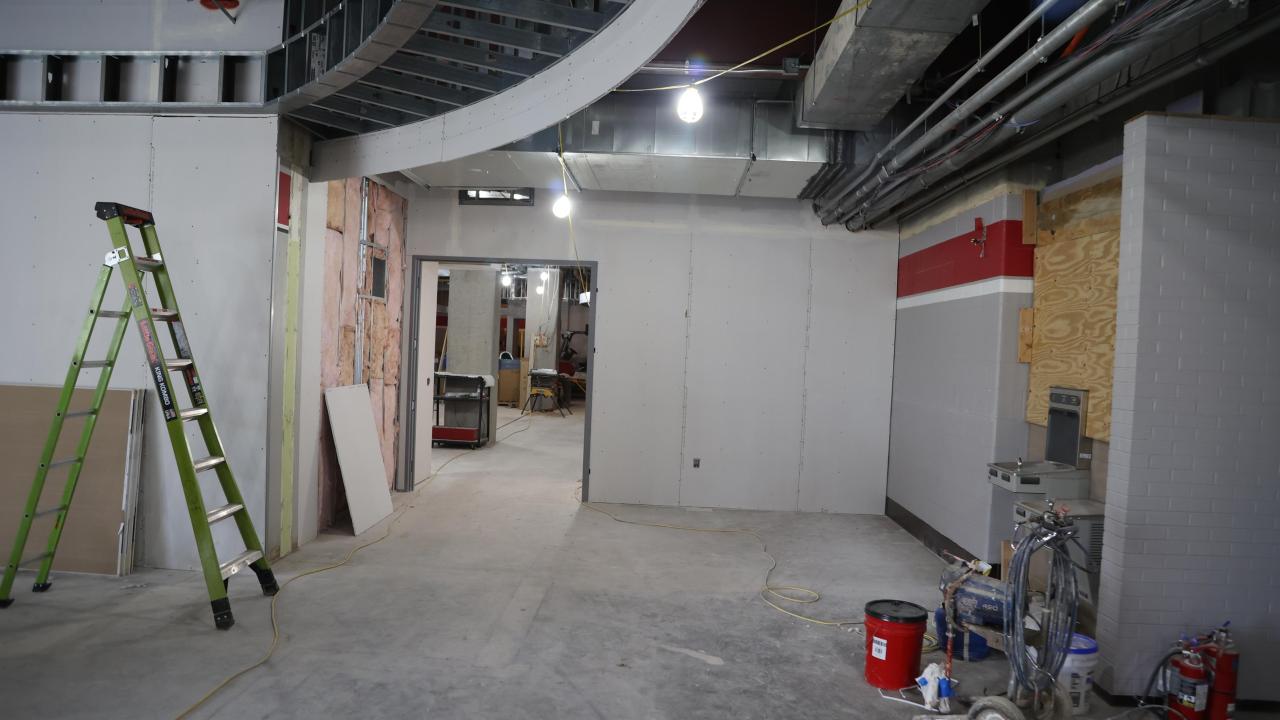 dry wall put up around doorway in galvin basement 2023-03-23-1