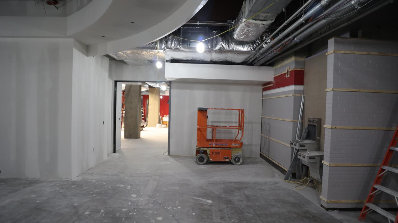 Dry wall installation completed in area with doorway galvin basement 2023-05-12-2